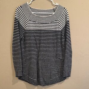 LOFT Relaxed Bib Collar Hoodie in White and Gray